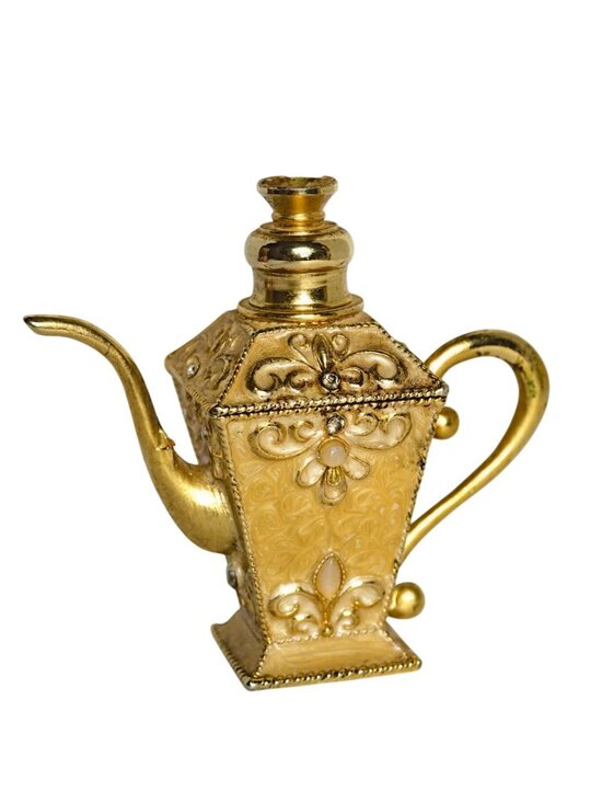 Unknown Other - Vtg Perfume Bottle Gold Tone Ornate Mini Teapot Intricate Design Rhinestone Acce